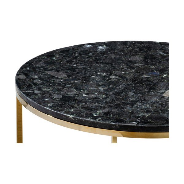 Tavolino in granito nero con base in oro , ⌀ 85 cm Crystal - RGE-image-2