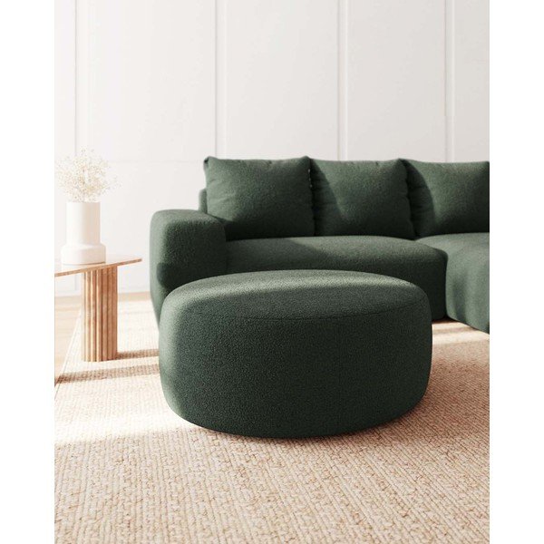 Sgabello in tessuto bouclé verde Feiro - MESONICA-image-2