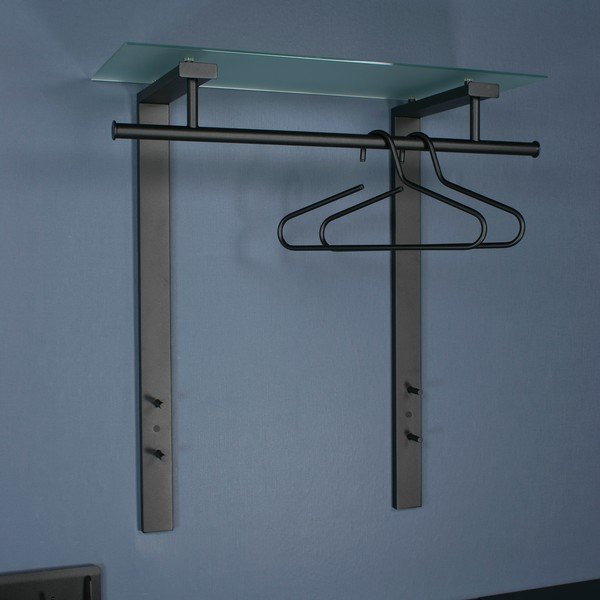 Attaccapanni da parete nero in metallo con scaffale 80 cm Dutch – Spinder Design-image-4