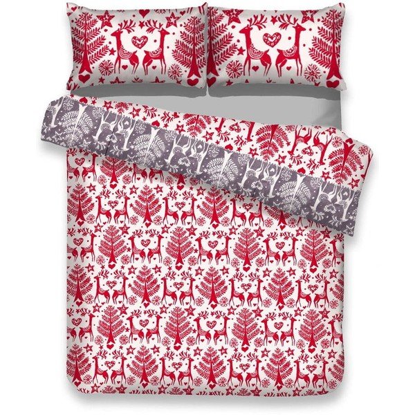 Biancheria da letto in flanella con motivo natalizio per letto matrimoniale Rudolph, 200 x 220 cm - AmeliaHome
