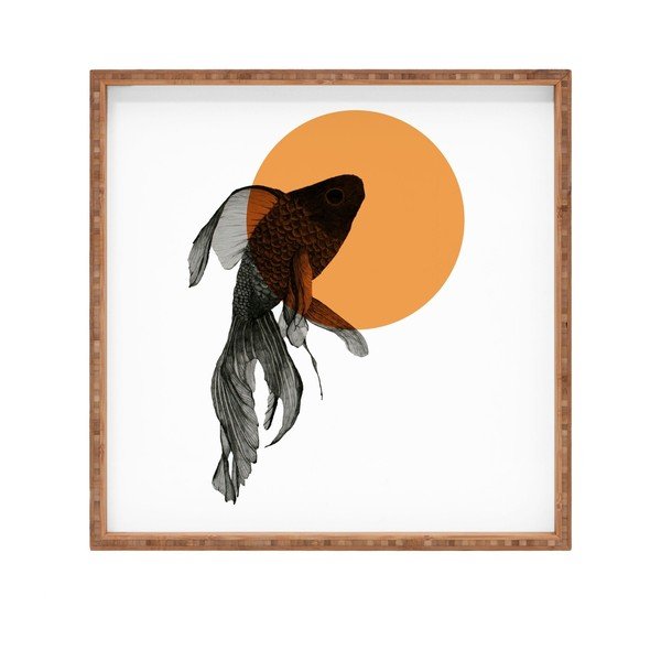 Vassoio decorativo in legno Golden Fish, 40 x 40 cm - Unknown