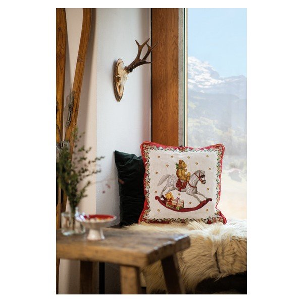 Cuscino decorativo in cotone rosso e bianco con motivo natalizio Villeroy & Boch Toys Fantasy, 45 x 45 cm - Villeroy&Boch-image-1
