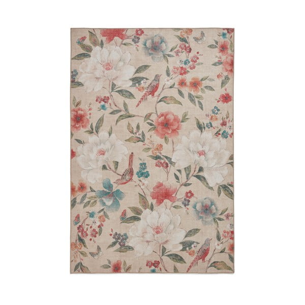 Tappeto beige lavabile 152x230 cm Pipa Floral – Catherine Lansfield