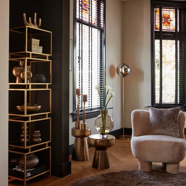 Tavolino rotondo in metallo ø 29 cm Dakwa - Light & Living-image-1