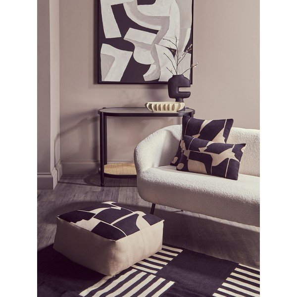 Tavolo consolle nero/di colore naturale con piano in vetro 49x100 cm Cebu – Premier Housewares-image-2