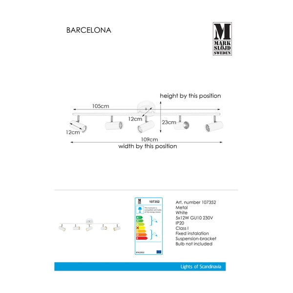 Apparecchio da soffitto bianco Barcelona - Markslöjd-image-2