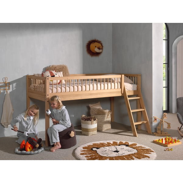 Letto rialzato per bambini in legno di quercia in colore naturale 90x200 cm Forrest - Vipack-image-3