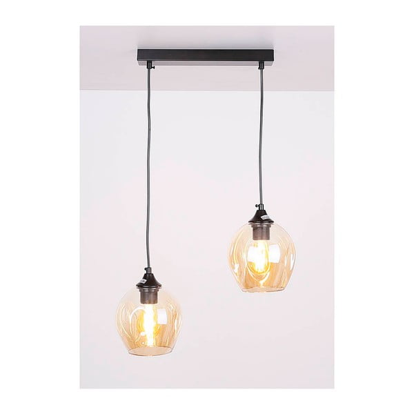 Lampada a sospensione nera con paralume in vetro 14x48 cm Aspa - Candellux Lighting-image-1