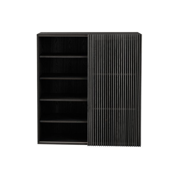 Set di mobili da ingresso nero con effetto frassino 110x120x40 cm Sion – Jotex-image-4