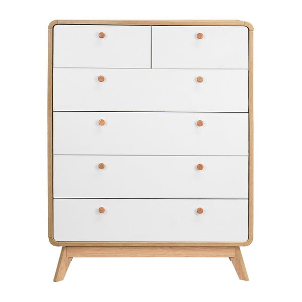 Cassettiera alta bianca con effetto rovere 81x104 cm Caitlin - Støraa-image-3