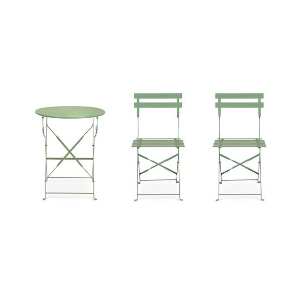 Set da pranzo da giardino color salvia in acciaio per 2 persone Austin – Bizzotto-image-4