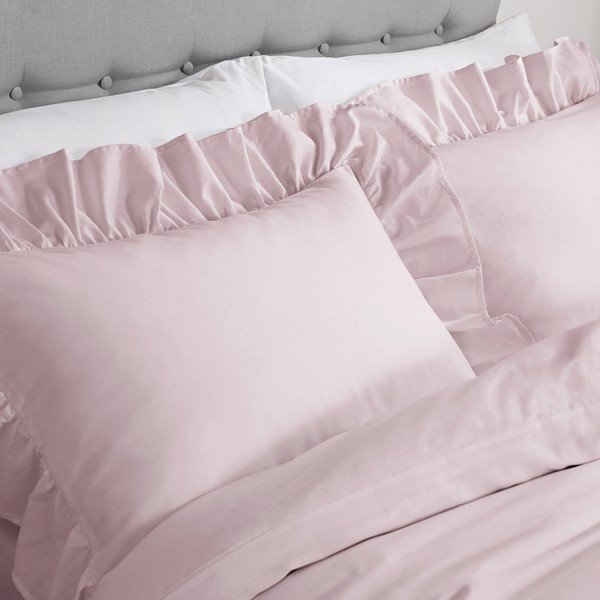 Biancheria da letto in cotone rosa Frill, 135 x 200 cm - Bianca-image-2