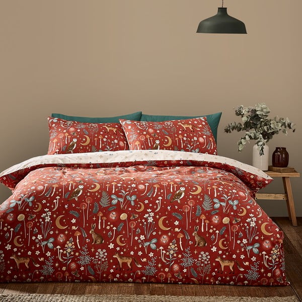 Set copripiumino e federa color mattone per letto singolo 135x200 cm Enchanted Twilight Animals – Catherine Lansfield-image-1