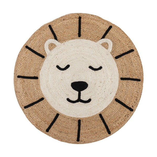 Tappeto per bambini in iuta colore naturale 100x100 cm Leo Lion - Flair Rugs