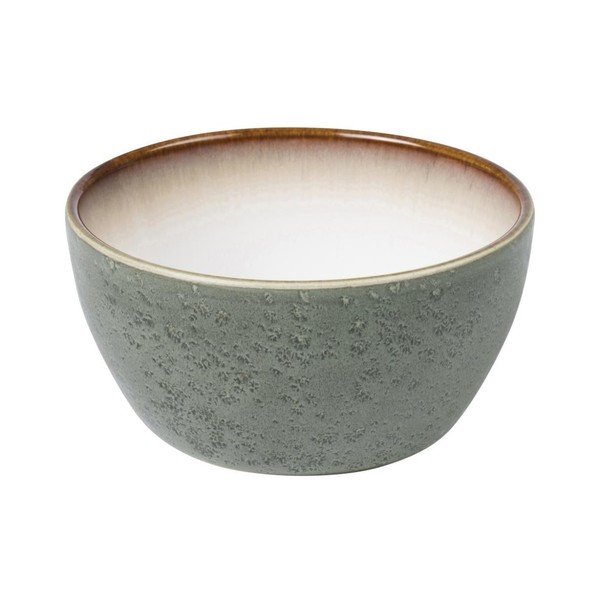 Ciotola in gres grigio-verde con smalto interno bianco crema Mensa, diametro 12 cm - Bitz