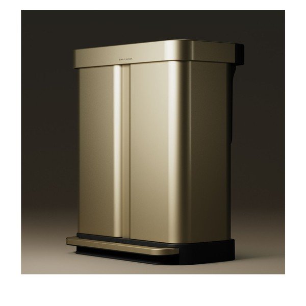 Cestino per la spazzatura oro opaco in acciaio per raccolta differenziata/con pedale 34+24 l – simplehuman-image-2