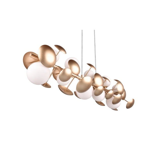 Lampada a sospensione con paralume in vetro bianco-dorato Bubble - Trio Select-image-3