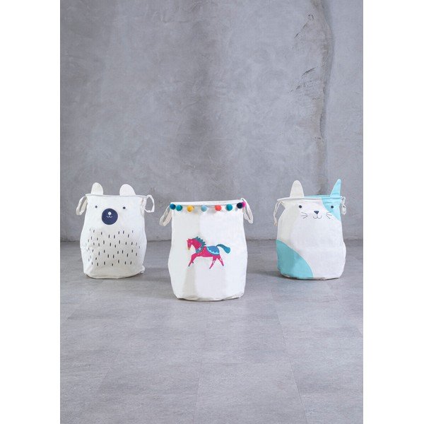 Cesta per giochi da bambino bianca in tessuto ø 40x48 cm Mimo Cat Face – Premier Housewares-image-2