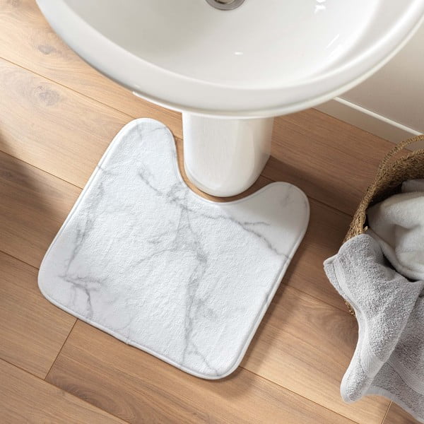 Tappetino per il bagno bianco e grigio per WC 45x45 cm Marbre – douceur d'intérieur-image-1