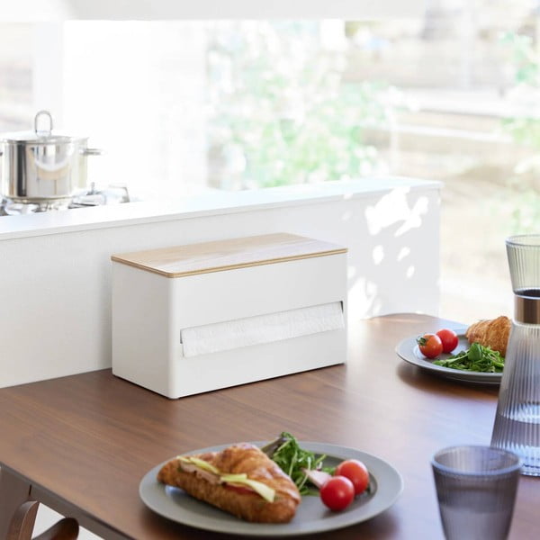 Portarotolo da cucina verticale bianco in metallo Rin – YAMAZAKI-image-1