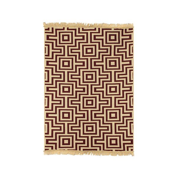 Tappeto rosso Kare Claret, 60 x 90 cm - Ya Rugs