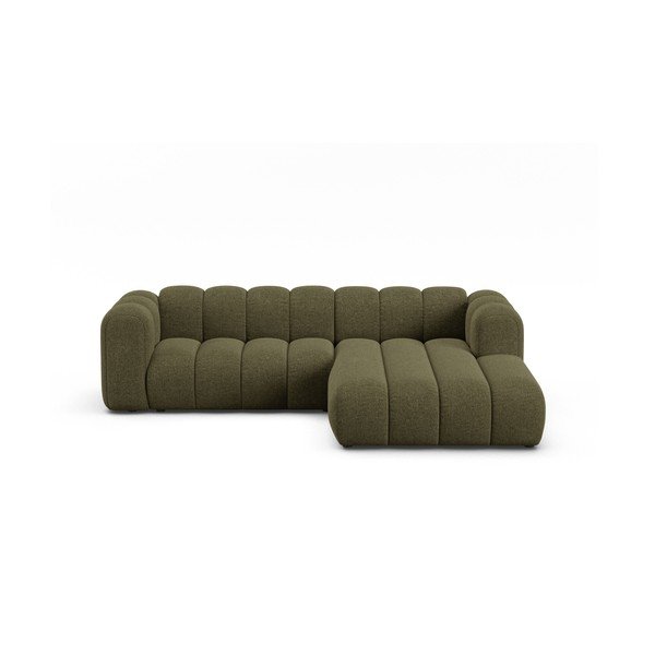 Divano angolare verde (con penisola a destra/con chaise lounge) con rivestimento in ciniglia Lupine – Micadoni 