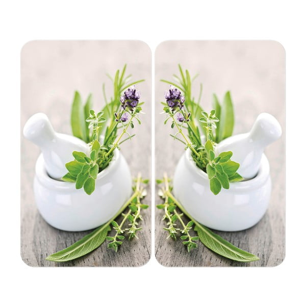 Set di 2 copri stufe in vetro Herbal, 52 x 30 cm Herb Garden - Wenko