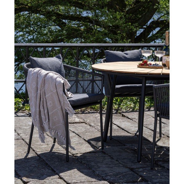 Sedia da esterno grigio scuro in metallo/in imbottito Salerno – House Nordic-image-1