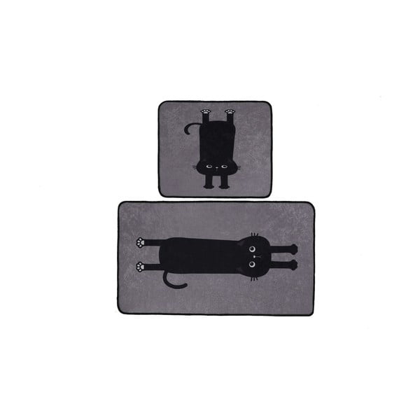 Set di tappetini per il bagno neri/grigi 2 pz 60x100 cm Comfort – Foutastic