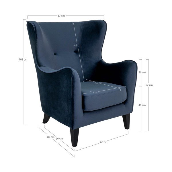 Poltrona con le orecchie blu Campo - House Nordic-image-4