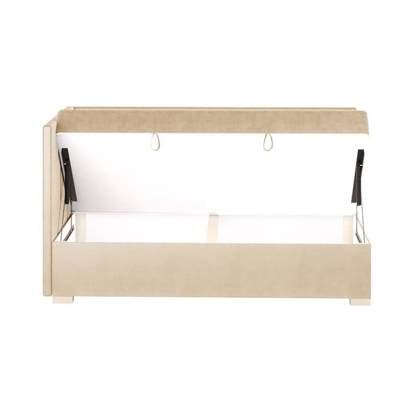 Letto da bambini con sponde beige con contenitore con materasso incluso 90x200 cm Flexi – Ghado-image-4
