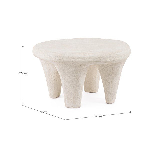 Tavolino da salotto rotondo color crema in poliresina 60x66 cm Albin – Bizzotto-image-2