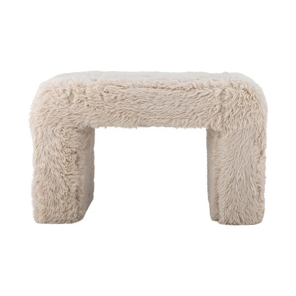 Poggiapiedi beige con rivestimento in pelliccia sintetica Bobbie – Bloomingville