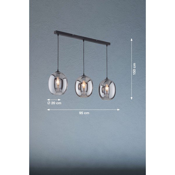 Lampadario nero con paralume in vetro Nayla - Fischer & Honsel-image-2