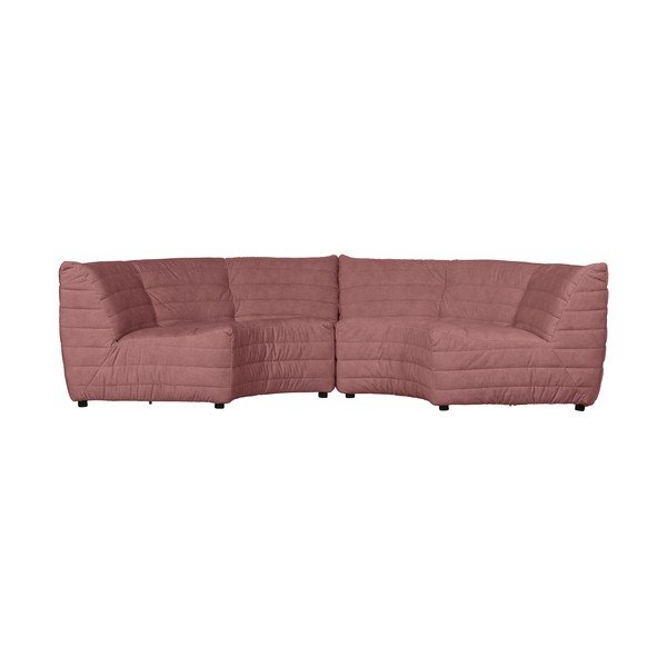 Divano angolare variabile in velluto rosa chiaro Bag - WOOOD-image-4