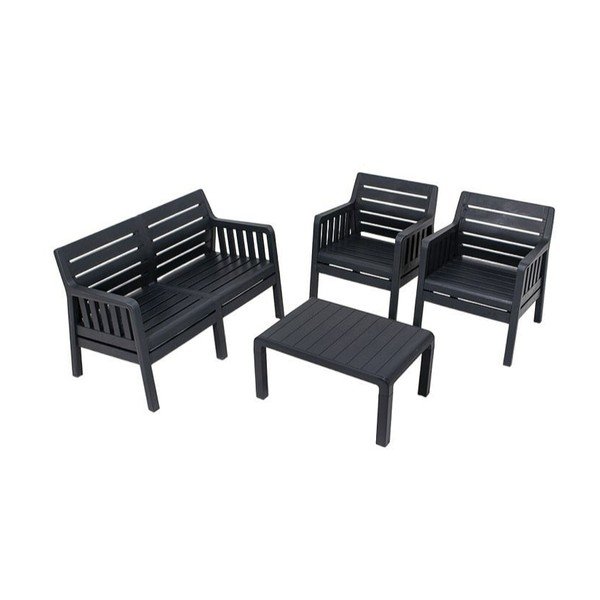 Set da giardino antracite per 4 persone Lara - Floriane Garden