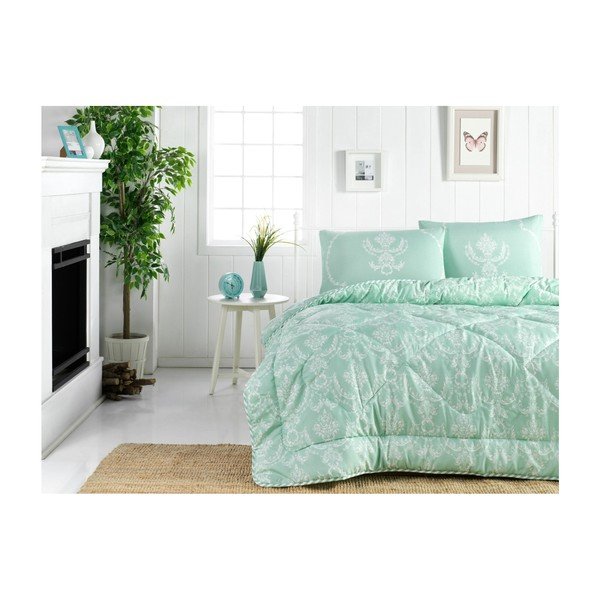 Copriletto trapuntato per letto matrimoniale Verde puro, 195 x 215 cm - Mijolnir