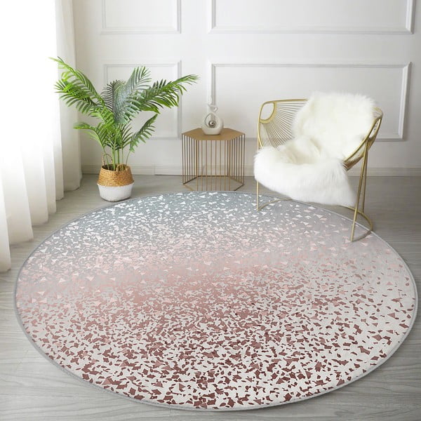 Tappeto rotondo lavabile di colore grigio-rame adatto per aspirapolvere robot ø 120 cm Comfort - Mila Home-image-1