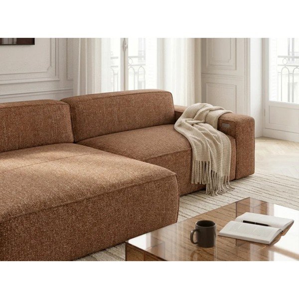 Divano angolare arancione allungabile/con movimento relax elettrico (con penisola a sinistra) Abel – Bobochic Paris-image-4