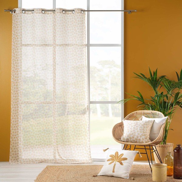 Tenda in voile giallo e bianco 140x240 cm Maddy - douceur d'intérieur-image-2