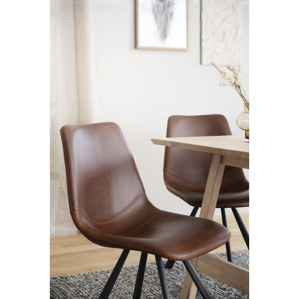 Sedia da pranzo marrone con gambe nere Alpha - Rowico-image-2