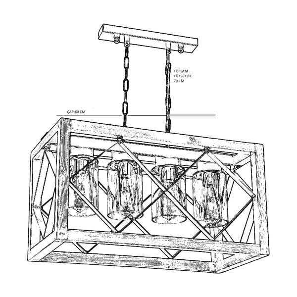 Lampada a sospensione in legno di carpino Zikzak Camlı 4lü - Opviq lights-image-1