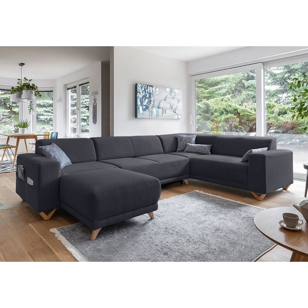 Divano angolare color antracite allungabile e con contenitore (penisola a destra/a U) Classy Sophie – Miuform-image-3