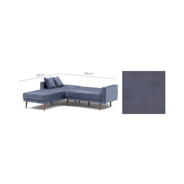 Divano letto grigio-blu Dublino, angolo sinistro - Balcab Home-image-3