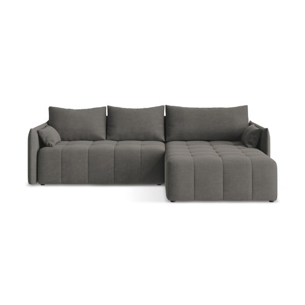 Divano angolare grigio scuro allungabile/con contenitore (con penisola a destra/con chaise lounge) Moku – Makamii