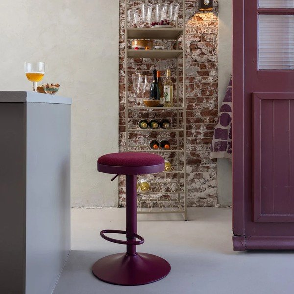 Sedia da bar burgundy imbottito con altezza regolabile Mevo – WOOOD-image-1