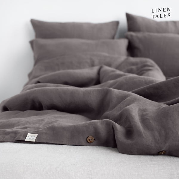 Lenzuola grigio scuro per letto singolo 135x200 cm Dark Grey - Linen Tales-image-4