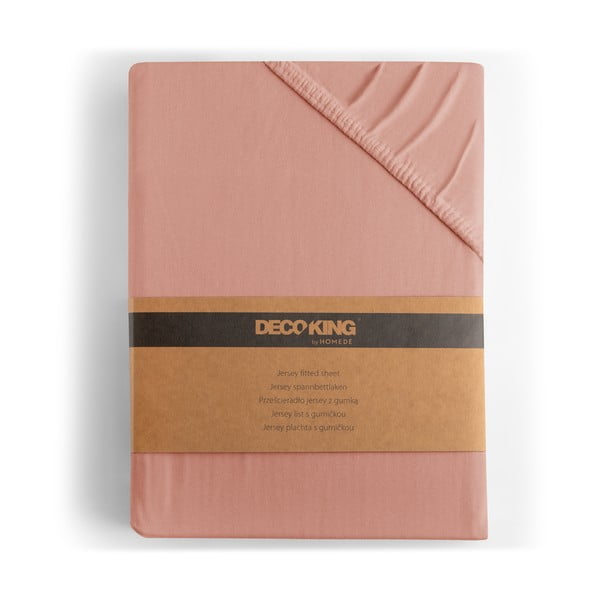 Lenzuolo con angoli color pesca in jersey 240x220 cm Amber – Restilo-image-4