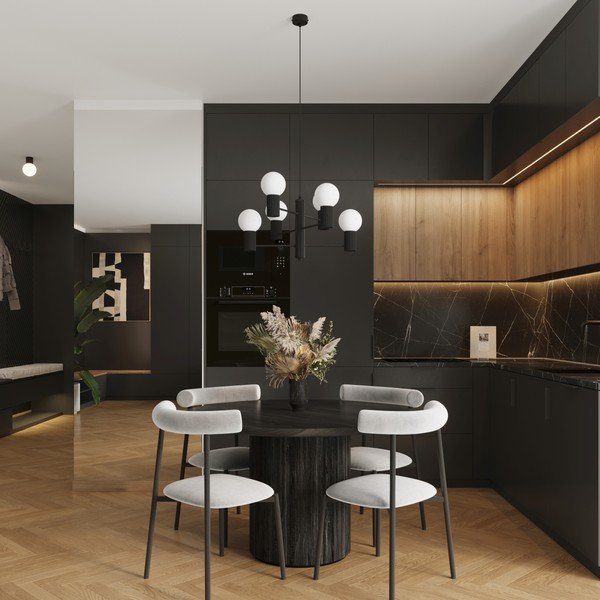 Lampadario nero con paralume in vetro Orbital – Sollux-image-2