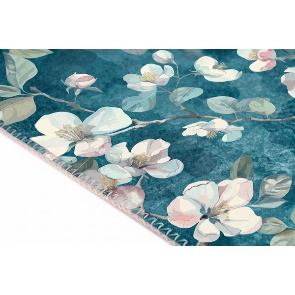 Passatoia blu lavabile 80x200 cm Bloom – Vitaus-image-1